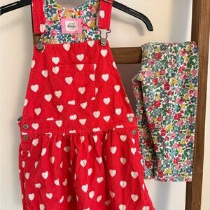 Mini Boden Red Heart Pattern Overalls